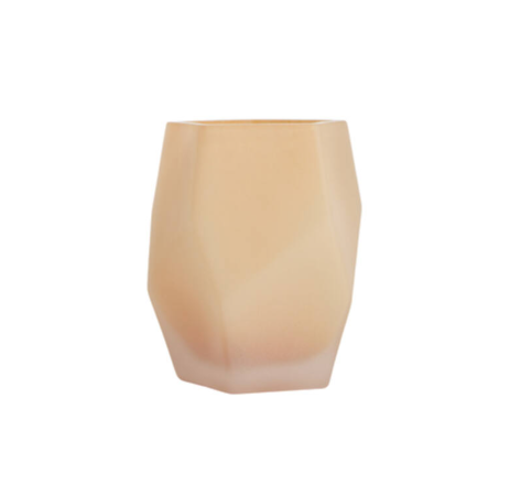 Strakke crème waxinehouder van glas Ø8x10 cm