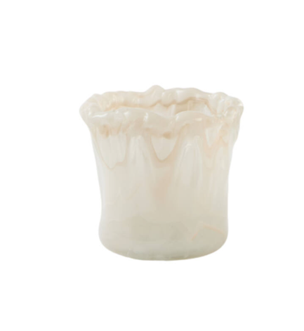 Chique cream waxinehouder van glas in drie formaten