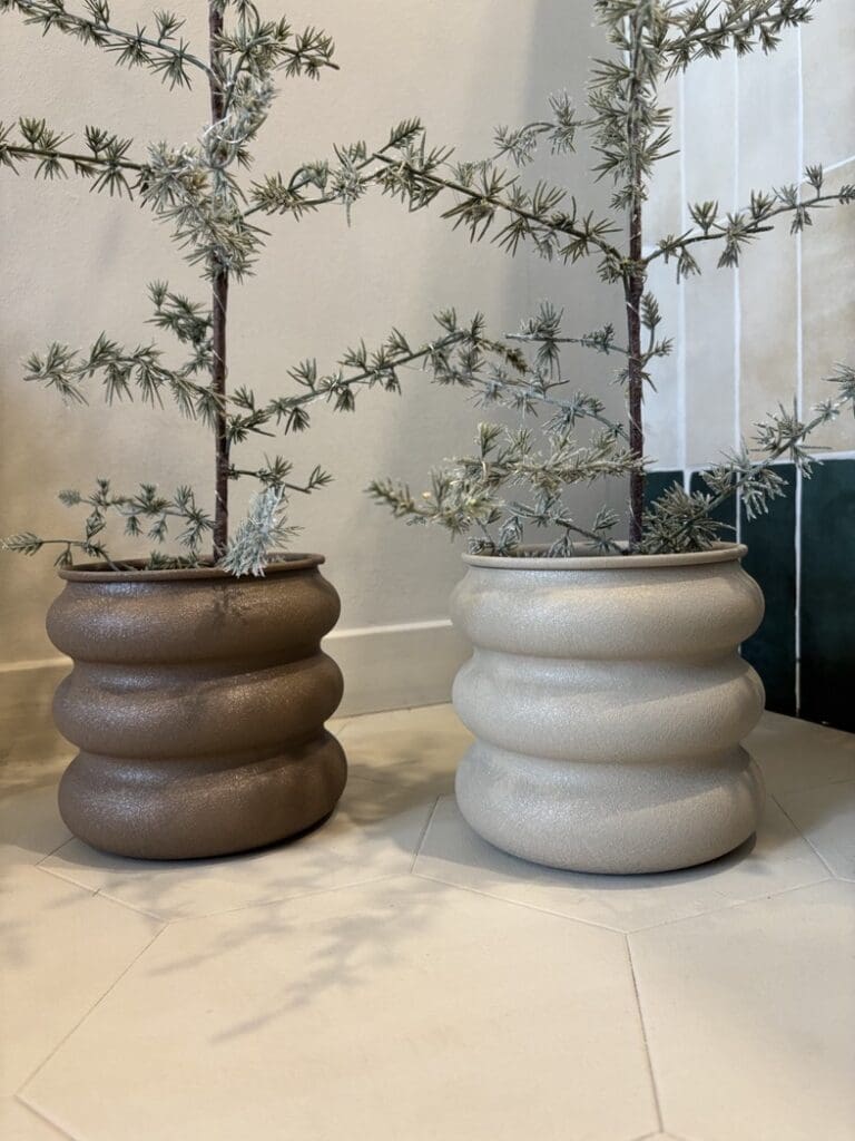 Bloempot-metaal-bruin-creme