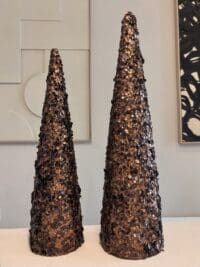 Bruine decoratie kerstboom met pailletten in 46 en 56 cm